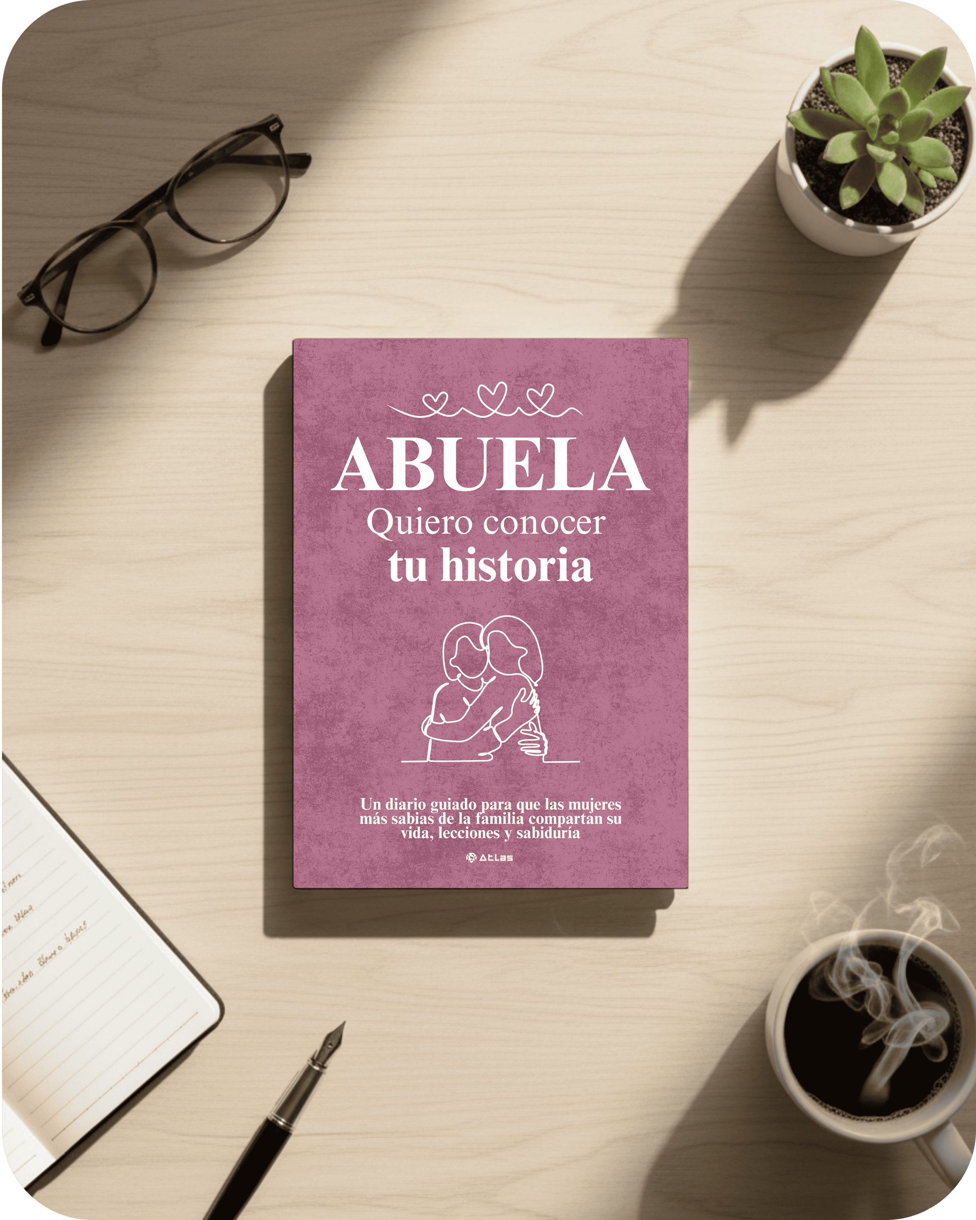 Libro de regalo "Abuela, Quiero conocer tu historia" de color lila. Regalo sentimental y original para el Día de la Abuela.