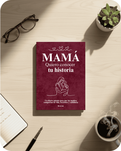 Libro de regalo "Mamá, Quiero conocer tu historia" de color borgoña. Regalo sentimental y original para el Día de la Madre.