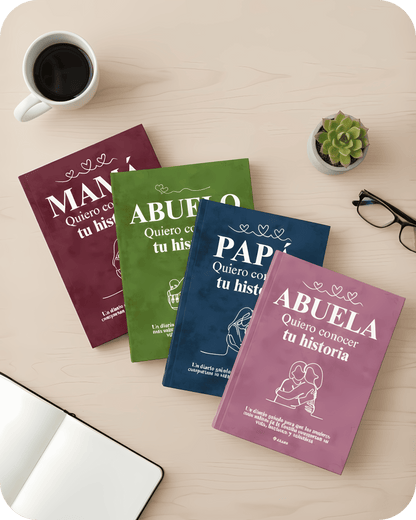 Libros de regalo "Quiero conocer tu historia" para Mamá, Papá, Abuela y Abuelo. Regalo sentimental para el Día de la Madre, Padre o Navidad.